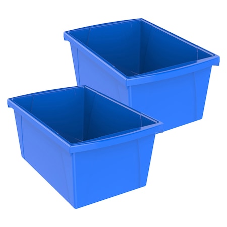 Storex Storage Bin, Plastic, Blue, 2 PK 61482U06C